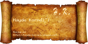 Hayde Kornél névjegykártya
